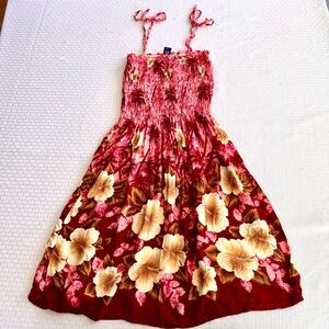 Hibiscus Collection Hawaii Smocked Sundress NEW One Size Tropical Hawaiian Rayon